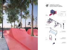 Скейтпарк, трамплины и элементы велосипедной инфраструктуры в Аэропарке
