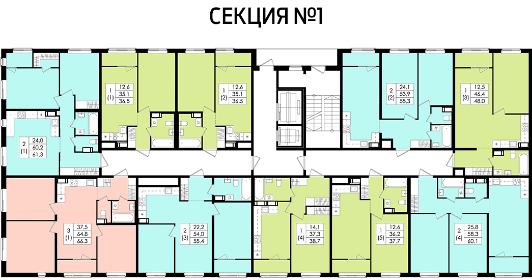 Поэтажный план-схема квартир ЖК Гатчинского района Ленинградской области